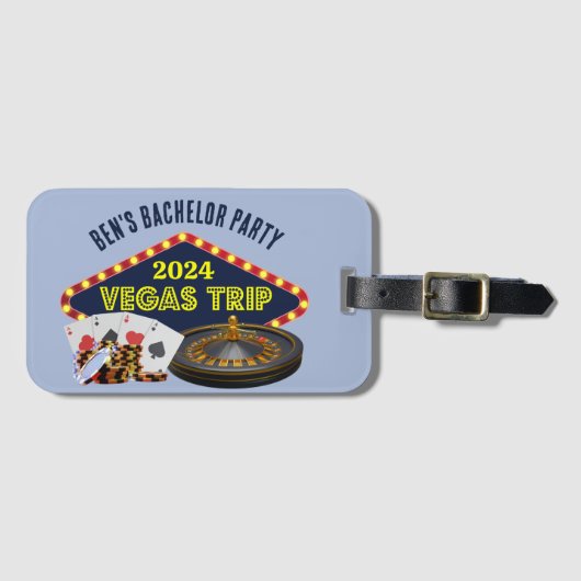 ラスベガスカジノへのカスタマイズ可能な独身パーティ旅行 ラゲッジタグ (正面横)