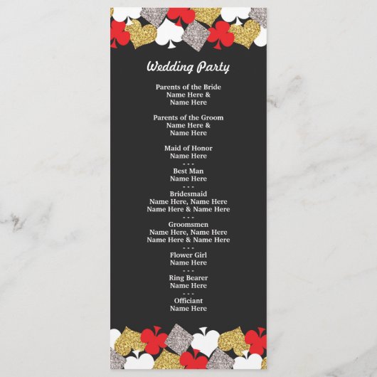 ラスベガスカジノグリッターカード結婚式プログラム プログラム (裏面)