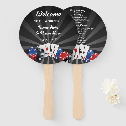 ラスベガスカジノサイコロ結婚式 プログラムファン ハンドファン (正面&裏面)