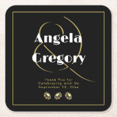 ラスベガスカジノチップスブラック金ゴールドホワイト結婚ズ スクエアペーパーコースター (正面)