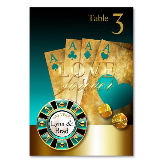 ラスベガスカジノテーブル頼カード（チップ内の名前） テーブルナンバー (正面)