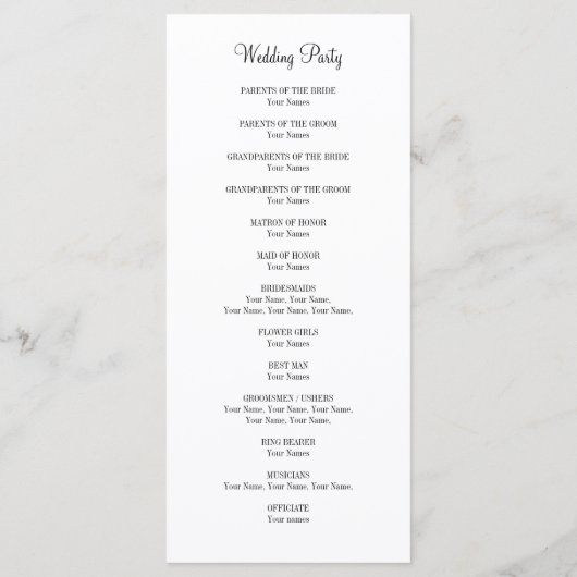 ラスベガスカジノテーマ結婚の式プログラム プログラム (裏面)