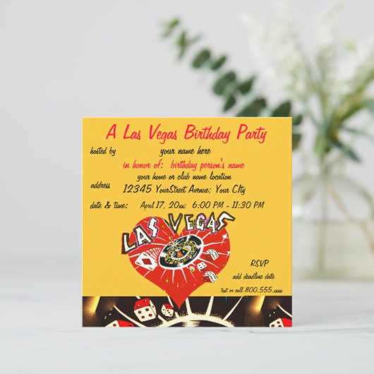ラスベガスカジノテーマ誕生パーティー 招待状 (スタンド正面)