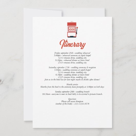 ラスベガスカジノデスティネーションウェディングの日程 (裏面)