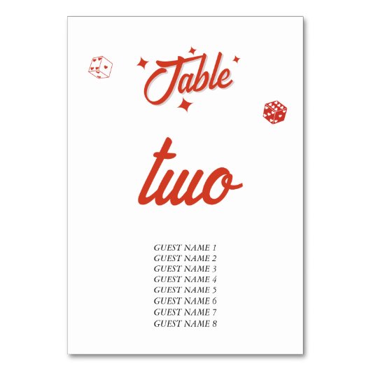 ラスベガスカジノデスティネーションウェディングレッドホワイトタブ テーブルナンバー (裏面)