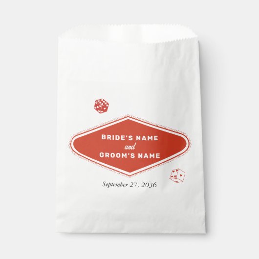 ラスベガスカジノデスティネーションウェディングレッドホワイト フェイバーバッグ (正面)