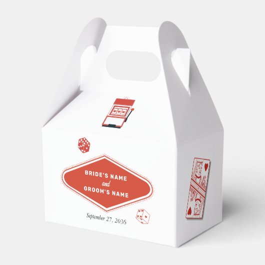 ラスベガスカジノデスティネーションウェディングレッドホワイト フェイバーボックス (正面サイド)