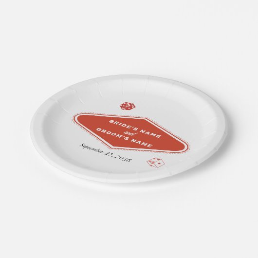 ラスベガスカジノデスティネーションウェディングレッドホワイト ペーパープレート (アングル)