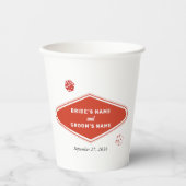 ラスベガスカジノデスティネーションウェディングレッドホワイト 紙コップ (正面)