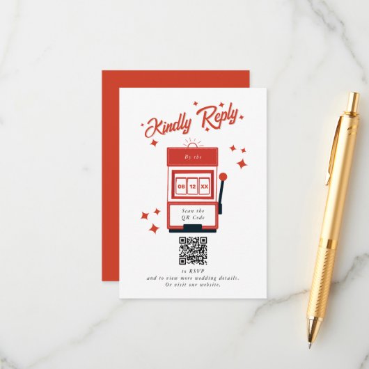 ラスベガスカジノデスティネーションウェディングレッド エンクロージャーカード (正面/裏面インサイチュ)