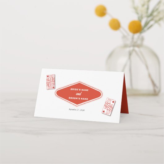 ラスベガスカジノデスティネーションウェディングレッド プレイスカード (裏面)