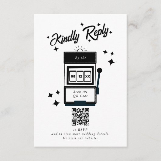 ラスベガスカジノデスティネーションウェディング白黒 エンクロージャーカード (正面)