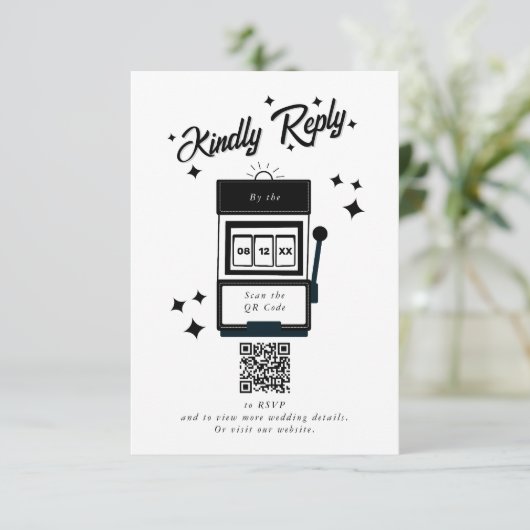 ラスベガスカジノデスティネーションウェディング白黒 エンクロージャーカード (スタンド正面)