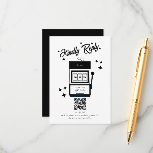 ラスベガスカジノデスティネーションウェディング白黒 エンクロージャーカード (正面/裏面インサイチュ)