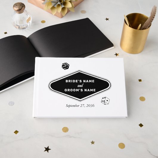 ラスベガスカジノデスティネーションウェディング白黒 ゲストブック (正面見開き)