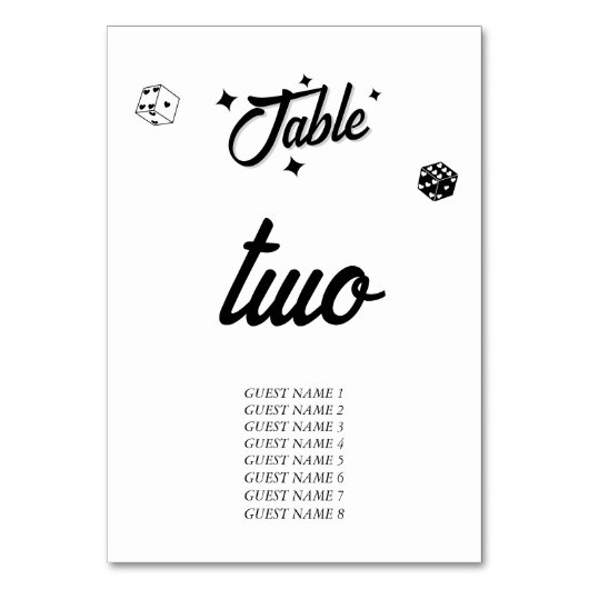 ラスベガスカジノデスティネーションウェディング白黒 テーブルナンバー (正面)