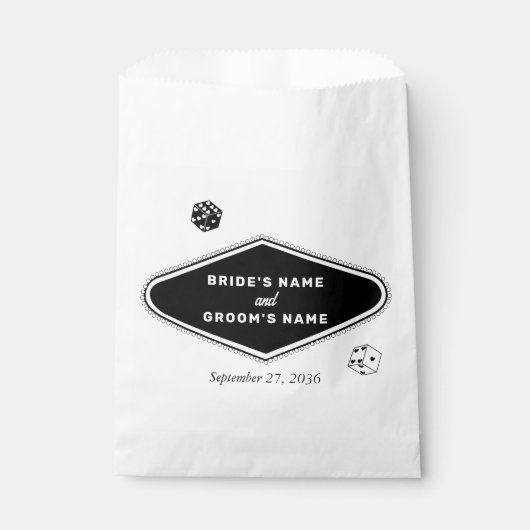 ラスベガスカジノデスティネーションウェディング白黒 フェイバーバッグ (正面)