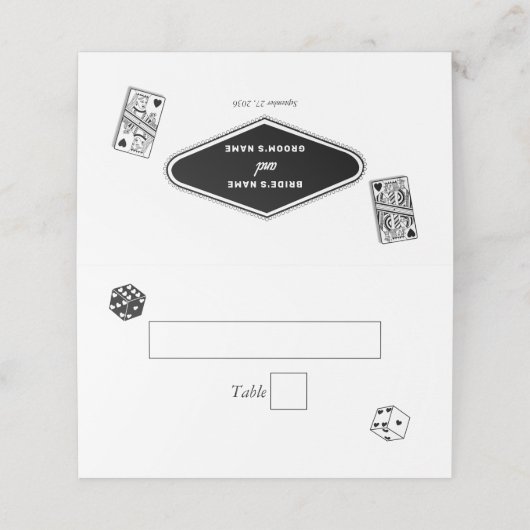 ラスベガスカジノデスティネーションウェディング白黒 プレイスカード (外部開封)