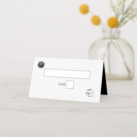 ラスベガスカジノデスティネーションウェディング白黒 プレイスカード (正面)
