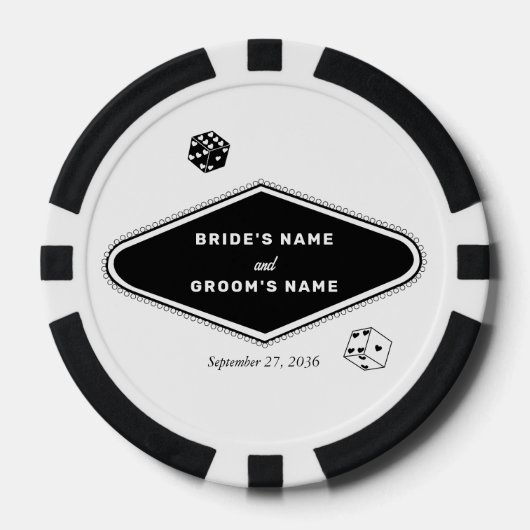 ラスベガスカジノデスティネーションウェディング白黒 ポーカーチップ (正面)