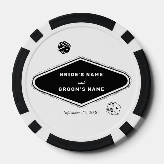 ラスベガスカジノデスティネーションウェディング白黒 ポーカーチップ (裏面)