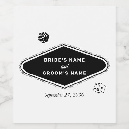 ラスベガスカジノデスティネーションウェディング白黒 ワインラベル (シングルラベル)