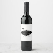 ラスベガスカジノデスティネーションウェディング白黒 ワインラベル (正面)