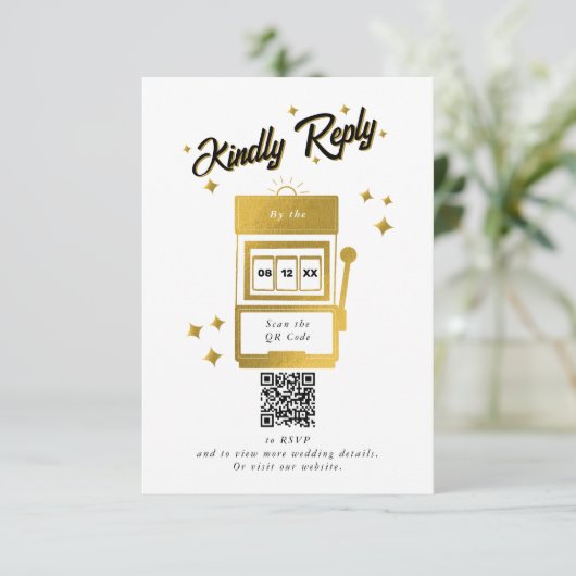 ラスベガスカジノデスティネーションウェディング金ゴールド エンクロージャーカード (スタンド正面)