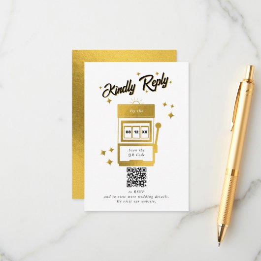 ラスベガスカジノデスティネーションウェディング金ゴールド エンクロージャーカード (正面/裏面インサイチュ)