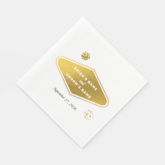 ラスベガスカジノデスティネーションウェディング金ゴールド スタンダードランチョンナプキン (角)