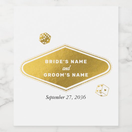 ラスベガスカジノデスティネーションウェディング金ゴールド ワインラベル (シングルラベル)