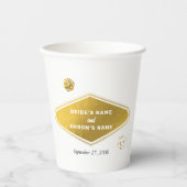 ラスベガスカジノデスティネーションウェディング金ゴールド 紙コップ (正面)