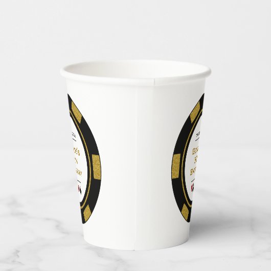 ラスベガスカジノトランプのポーカーチップインブラック金ゴールド誕生日 紙コップ (右)