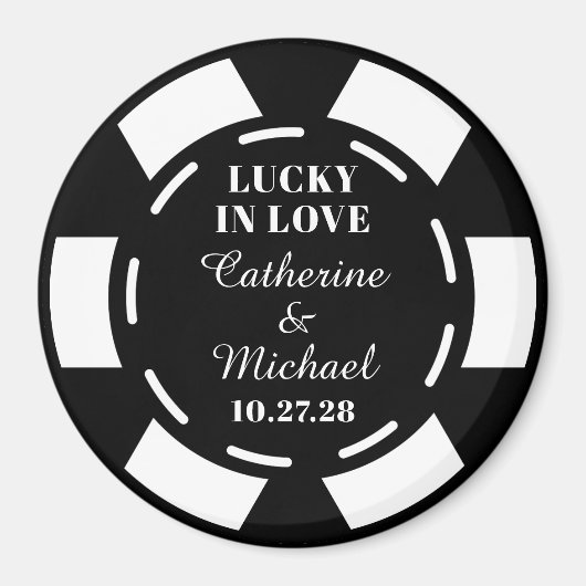 ラスベガスカジノトランプのポーカーチップ結婚式の引き出物 マグネット (正面)