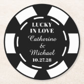 ラスベガスカジノトランプのポーカーチップ結婚式の引き出物 ラウンドペーパーコースター (正面)