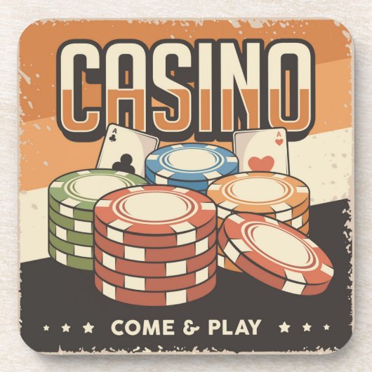 ラスベガスカジノトランプのポーカーチップ コースター (正面)