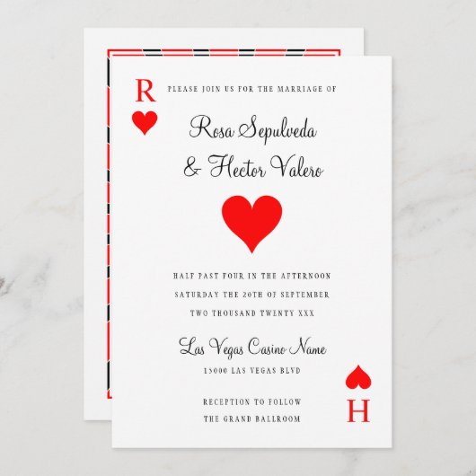 ラスベガスカジノトランプのポーカー遊ズカード招待状 招待状 (正面/裏面)