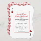 ラスベガスカジノトランプ赤いハート結婚ズ 招待状 (正面/裏面)