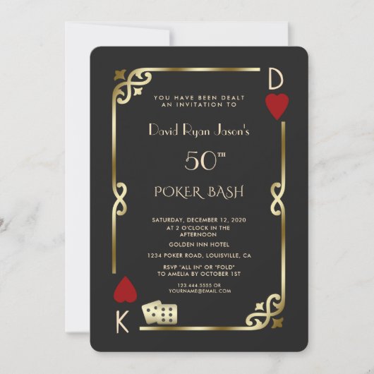 ラスベガスカジノナイトギャツビー素晴らしマン誕生日 招待状 (正面)