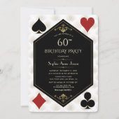 ラスベガスカジノナイトトランプのポーカーウーマン60誕生日 招待状 (正面)