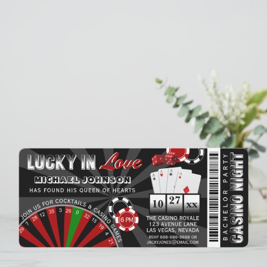 ラスベガスカジノナイトトランプのポーカーバチュラーパーティ 招待状 (スタンド正面)