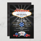 ラスベガスカジノナイトバースデー招待パーティー 招待状 (正面/裏面)