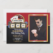 ラスベガスカジノナイト誕生日パーティーの写真 招待状 (正面)