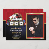 ラスベガスカジノナイト誕生日パーティーの写真 招待状 (正面/裏面)