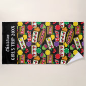 ラスベガスカジノバチェロレッテパーティー柄 ビーチタオル (正面)