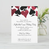 ラスベガスカジノパーティーブラックアンドレフェイクッドグリッター 招待状 (スタンド正面)