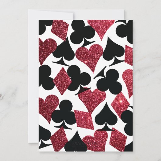 ラスベガスカジノパーティーブラックアンドレフェイクッドグリッター 招待状 (裏面)