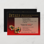 ラスベガスカジノパーティー詳細 |赤い黒の金ゴールド 招待状 (正面/裏面)