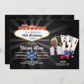 ラスベガスカジノフォト誕生日招待状パーティー 招待状 (正面/裏面)