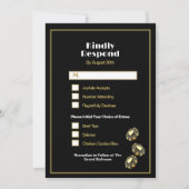 ラスベガスカジノブラックと金ゴールドディナーチョイスRSVP 招待状 (正面)